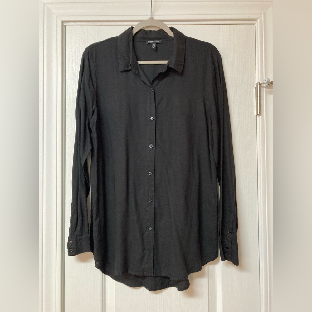 Eileen Fisher Black Button Down Long Sleeve